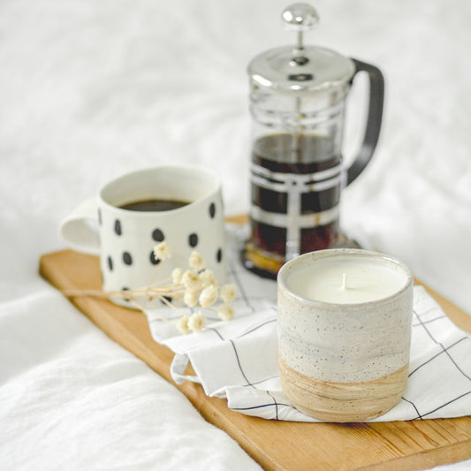 White Marbled Pottery Candles
